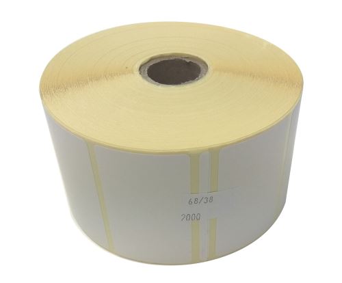 Adhesive paper labels 68x38mm, price per 1000pc (2000pc/roll)