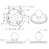 RAM Mounts Round Plate with 1" Ball - B Size (2)