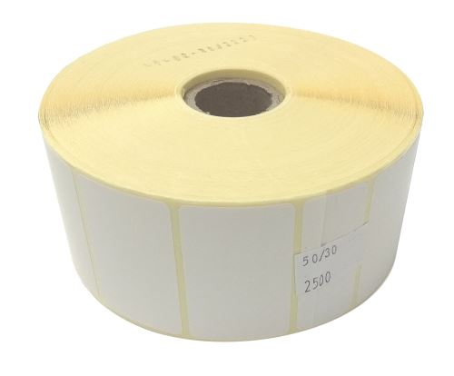 Adhesive paper labels 50x30mm, price per 1000pc (2500pc/roll)