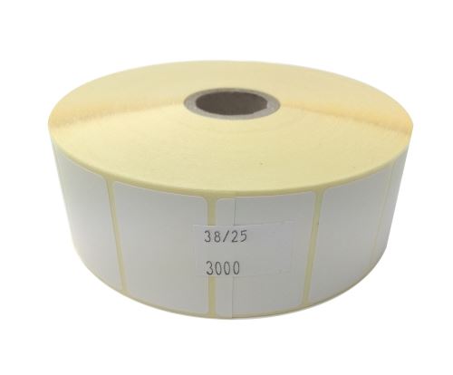 Adhesive paper labels 38x25mm, price per 1000pc (3000pc/roll)